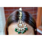Emerald Green Kundan Maang Tikka