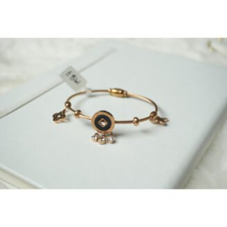 Rose Gold MOP Studded Charm Bracelet