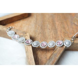 Pink & Silver Oval Bracelet