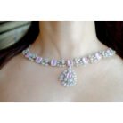 Pink Silver AD Necklace Set