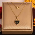 22k Gold Plated Chain Necklace with Evil Eye Heart Pendant