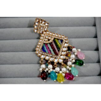 Multicolor Beads Kundan Earrings