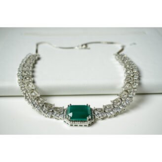 Mint Green AD Choker Necklace Set