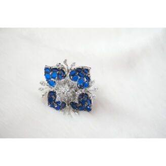 Blue Petaled Diamond Ring