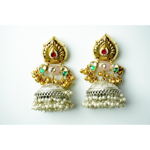 1IyLjsWgDhKUpp21FcXwCD3Er72oWcHhU.jpg Dual Tone Jhumka Pearl Earrings