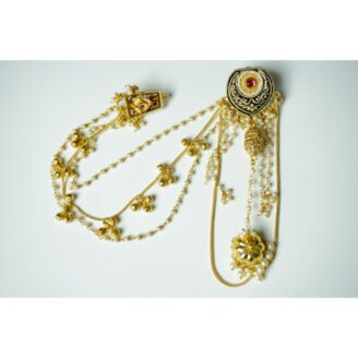 Pearl Jhumka Drop Kashmiri Earrings witn Ear Chain