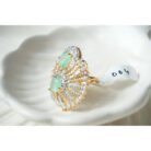 Mint Green Peacock AD Ring