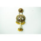 Yellow Beaded & Pearl Tassel Kundan Earrings