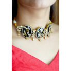 Floral Black Kundan Choker Necklace Set