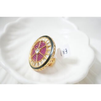 Pink & Green Kundan Ring