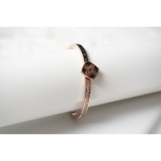 Rose Gold Black Enamel Crystal Bracelet