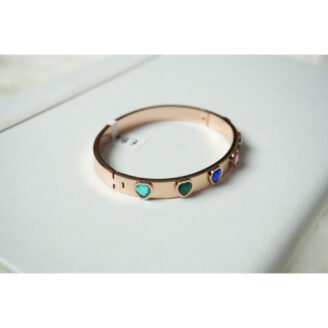 Rose Gold Dappled Heart Bangle Bracelet