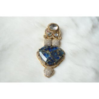Blue Kundan Moissanite Polki Earrings