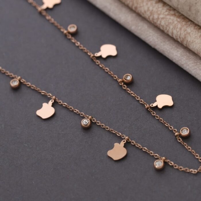 18k Rose Gold Plated Apple & Zirconia Charm Necklace