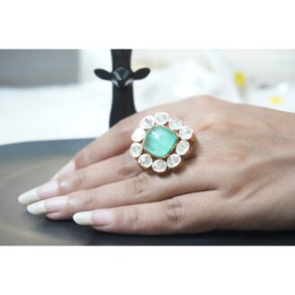 Polki Ring with Emerald