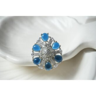 Aqua Blue Teardrop Ring