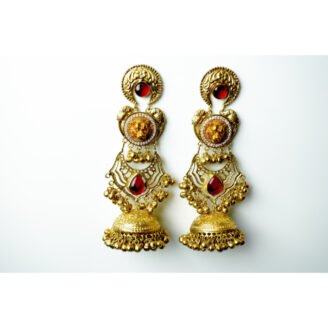 Lion Motif Golden Jhumka Earrings