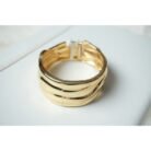 Gold Ribbed Wavy Cuff Bracelet