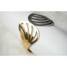 Dual Tone Cross Line Cuff Bracelet