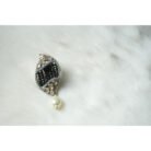 Black Leaf Shaped Pearl Drop Earrings