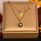 22k Gold Plated Dual Layered Chain Necklace with Medusa Head Motif