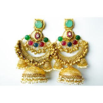Multi Color Banjara Kundan Jhumka Earrings