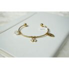 Gold White Clover and Pearl Charm Bracelet