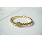 Gold Diamond CloverMotif Bangle Bracelet