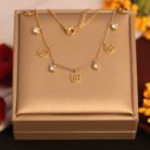 22k Gold Plated Gucci Charms with Crystal Charms Chain Necklace