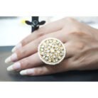Golden Green Kundan and Pearl Ring