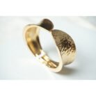 Gold Hammered Textured Sculptural Twist Cuff Bracelet
