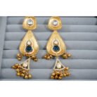Blue Stone Gold Plated Kundan Earrings