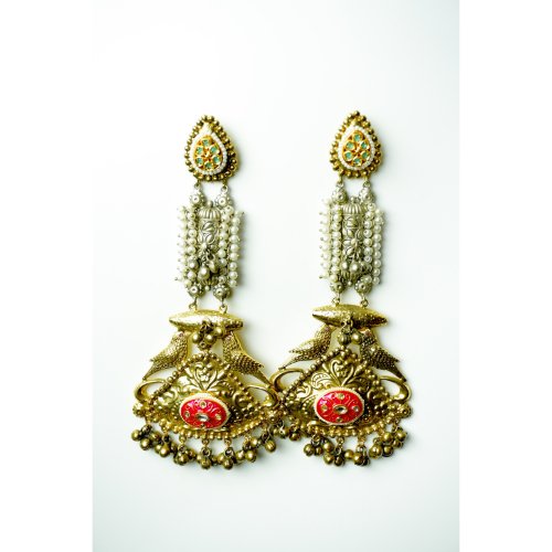 1O4J_gWE7qE4W7L3BrMJLihTQS3scHH2e.jpg Birds & Pearls Ghungroo Earrings