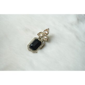 Black Tear Drop Golden Earrings