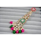 Pink & Green Pachi Kundan Passa Earrings