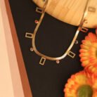 22k Gold Plated Geometric Charms with Multi Colour Zirconia Snake Chain Necklace