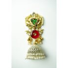 Green & Red Stone Kundan Earrings