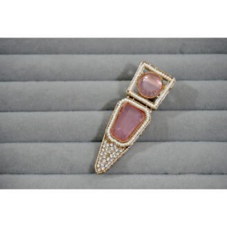 Pink Stone Vintage Golden Clip-on Earrings