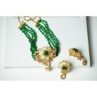 Emerald Polki Pearl Choker Necklace Set