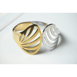 Dual Tone Cross Line Cuff Bracelet