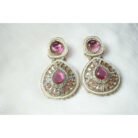 Pink Crystal Dangler Golden Earrings