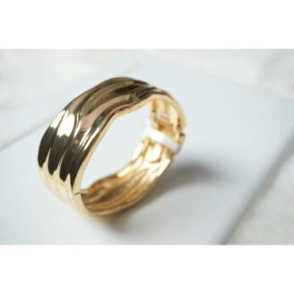 Gold Ribbed Wavy Cuff Bracelet