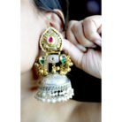 Dual Tone Jhumka Pearl Earrings