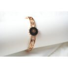 Black Malachite Floral Motif Bangle Bracelet