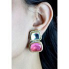 Pink & White Stoned Moissanite Kundan Necklace Set