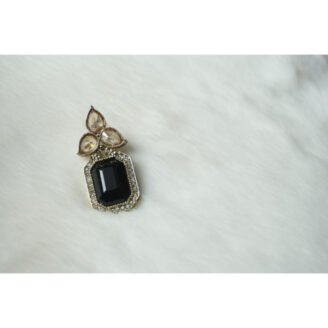 Black Tear Drop Golden Earrings