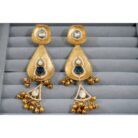 Blue Stone Gold Plated Kundan Earrings
