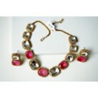 Pink & White Stoned Moissanite Kundan Necklace Set