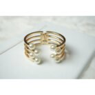 Gold White Pearl Cuff Bracelet