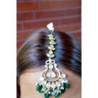 Emerald Green Kundan Maang Tikka